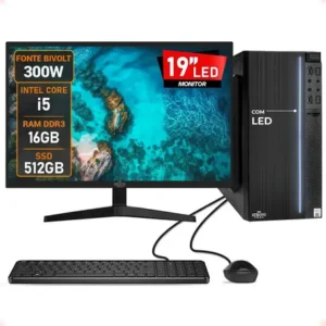 Pc completo intel i5 16gb ssd 512gb monitor 19 led 300w l2f 512 gb 16 hd graphics