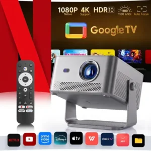 Magcubic profissional portátil hy450gt projetor nativo 1080p 4k hd 1100ansi hdr10, google tv os projector de home theater wifi 5g bt, foco automático, com controle remoto voz bluetooth, hdmi/usb