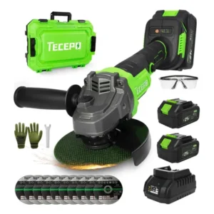 Esmerilhadeira angular com 2 bateria 4ah 4.1/2 125mm tecepo verde-limão 60hz