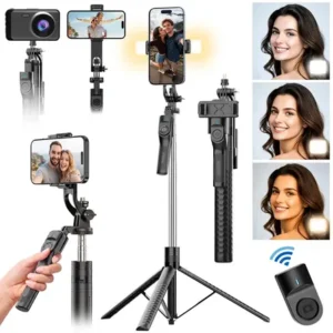 Aweshine tripé / bastão para celular portátil até 1,90 m com controle,celular 360° rotação celular、câmera、vlog e gopro