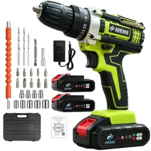 Furadeira eletrica parafusadeira multifuncional mandril sem fio com 2 baterias 1850rpm reversa completo profissional ferramentas em adeske