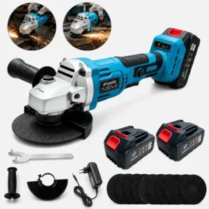 Esmerilhadeira angular pequena profissional brushless 21v, 8500 rpm com controle de velocidade, inclui 02 baterias e acessórios 115/125mm–ideal para trabalhos corte desbaste
