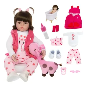 Boneca bebê reborn girafinha banho silicone realista