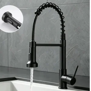 Torneira pia para cozinha de mesa flexivel monocomando gourmet preto fosco inox misturador com giro 360° água quente e fria
