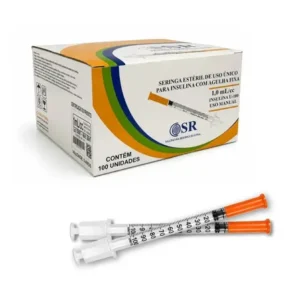 Seringa insulina 1ml com agulha fixa 6 x 0,25 mm (31g) | caixa 100 unidades sr