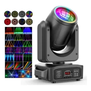 Moving head beam profissional rgbw 300w dmx 18 facetas para festa