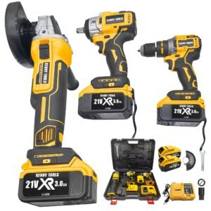 Kit 2 em 1 esmerilhadeira portátil 21v chave de impacto + parafusadeira angular e caixa baterias