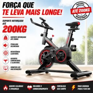 Bicicleta spinning ergométrica profissional versão atualizada silenciosa suporta até 200kg academia e treino fitness