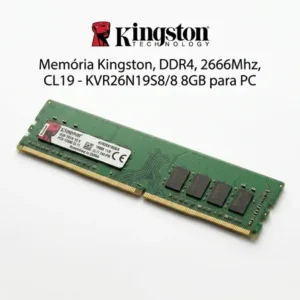 Memória ram ddr4 8gb kingston kvr26n19s8/8