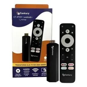 Century smart stick android tv wi-fi 8gb comando de voz chromecast hdmi