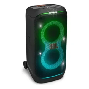 Caixa de som jbl partybox stage 320 bluetooth portátil com show luzes e resistente a respingos – 240w rms preta