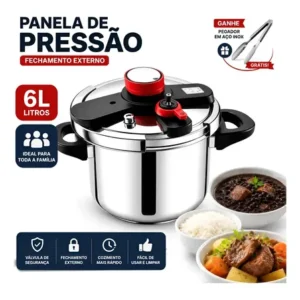 Panela de pressão 6 litros fechamento externo com válvula segurança para fogão/fogão indução,aço inoxidável