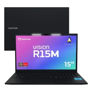Notebook positivo vision r15m amd ryzen 3-7330u linux 8gb ram 256gb ssd wi-fi 6 tela 15” full hd ips antirreflexo - minitela permite upgrade de memória e preto
