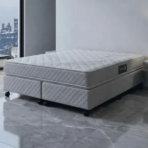 Cama box + colchão king sonan d33 double face 193x203x45cm cinza