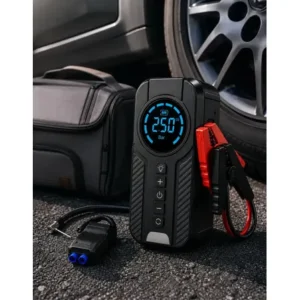 Auxiliar de partida para carro compressor ar portátil 12v 4 funções em 1 inflador digital calibrador pneu power bank lanterna led emergência automotiva moto suv bicicleta caminhonete midiafone