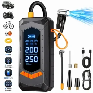 Aweshine compressor de ar portátil digital 150psi com calibrador pneus portátil,6 modos inflação luz emergência 3 para carro moto bicicleta