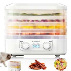 Desidratador de alimentos 5 bandejas 350w com temporizador controle temperatura secador frutas e carnes
