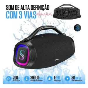 Caixa de som boombox sabala bluetooth 5.4 portátil 200wdr300 39000mah potente rms 35hz - 20khz app preto