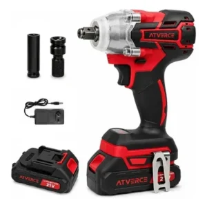 Chave de impacto a bateria atverce 21v, motor brushless e torque 300 nm com maleta